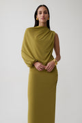 Yuri Gather Sleeve Maxi Dress - Martini Olive