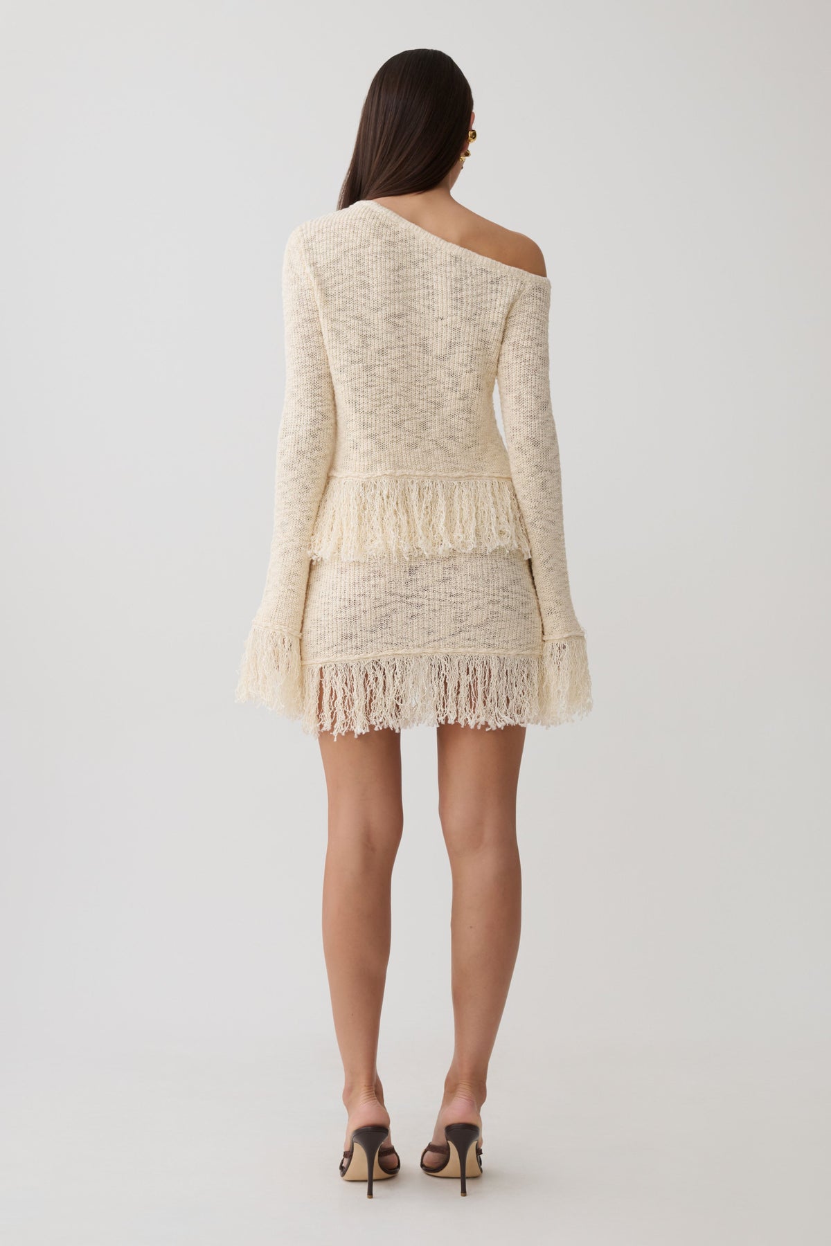Tabitha Fringe Knit Long Sleeve Top - Cream