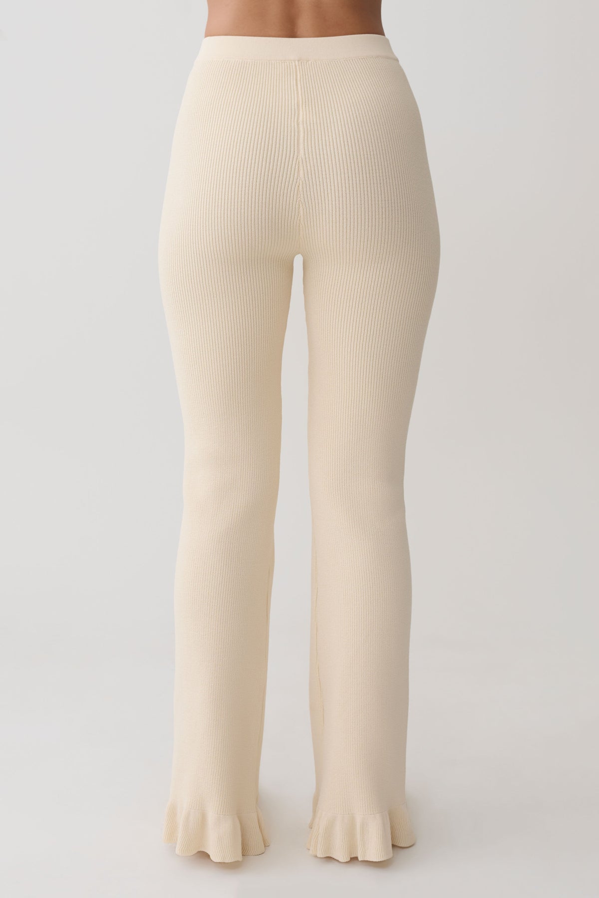 Suzie Ribbed Flared Pants - Ivory