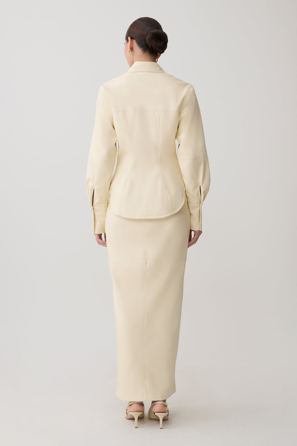 Winslet Faux Leather Shirt - Bone