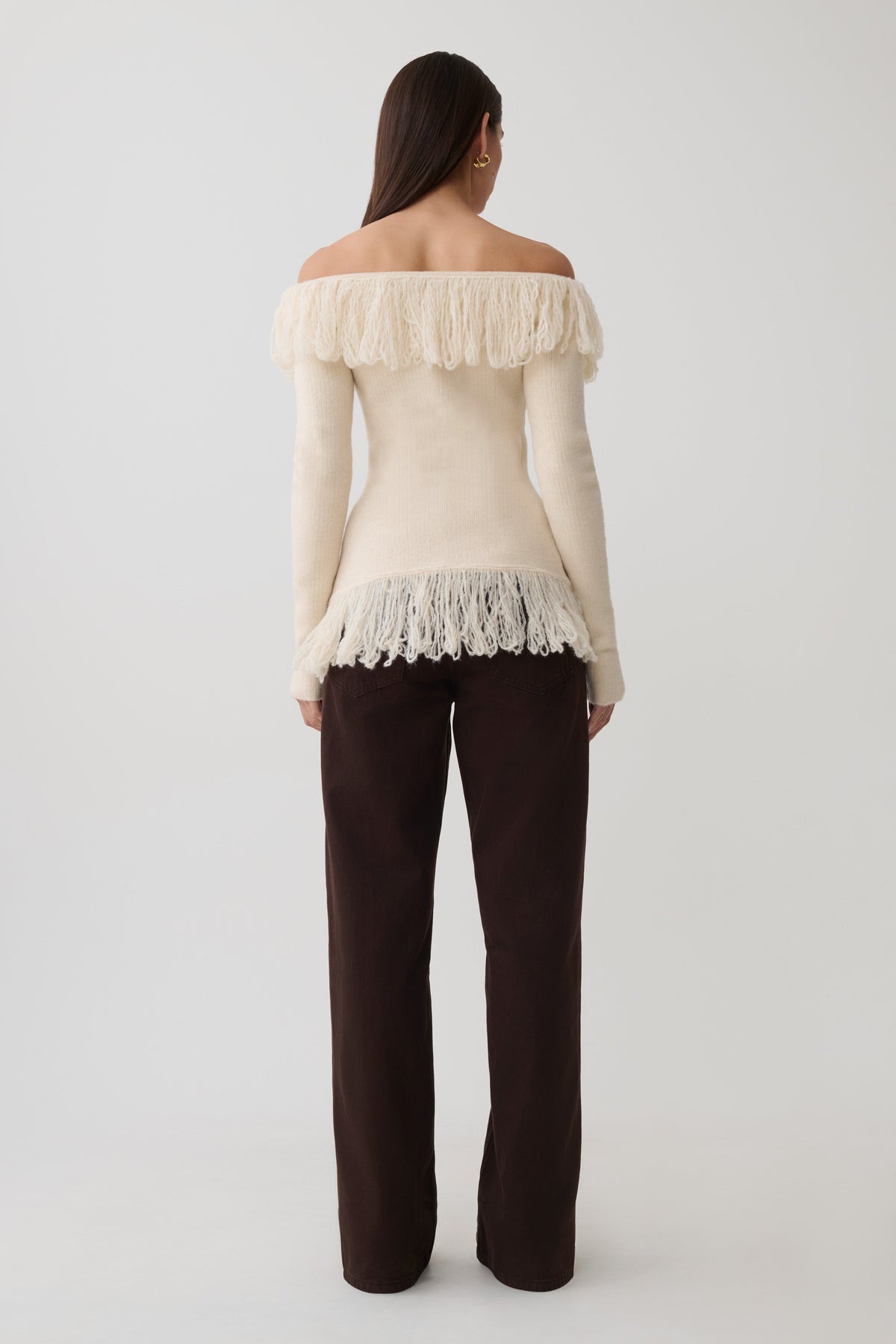 Sammie Fringe Knit Top - Cream