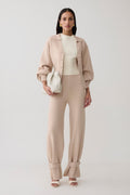 Blaine Knit Cuffed Wide Leg Pants - Oat Marle