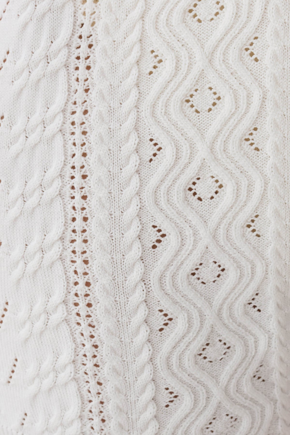 Darlene Pointelle Knit Long Sleeve Top - White