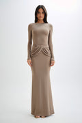 Halcyon Long Sleeve Slinky Maxi Dress - Coco