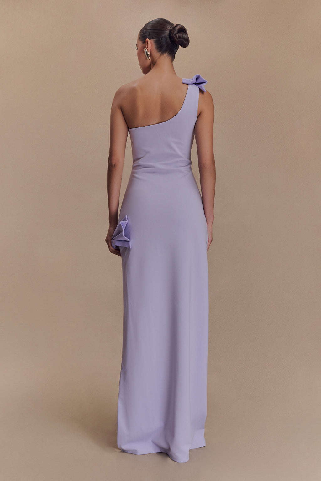 Hallie One Shoulder Bow Maxi Dress - Lilac