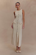 Sawyer Sleeveless Buttoned Maxi Dress - Ivory