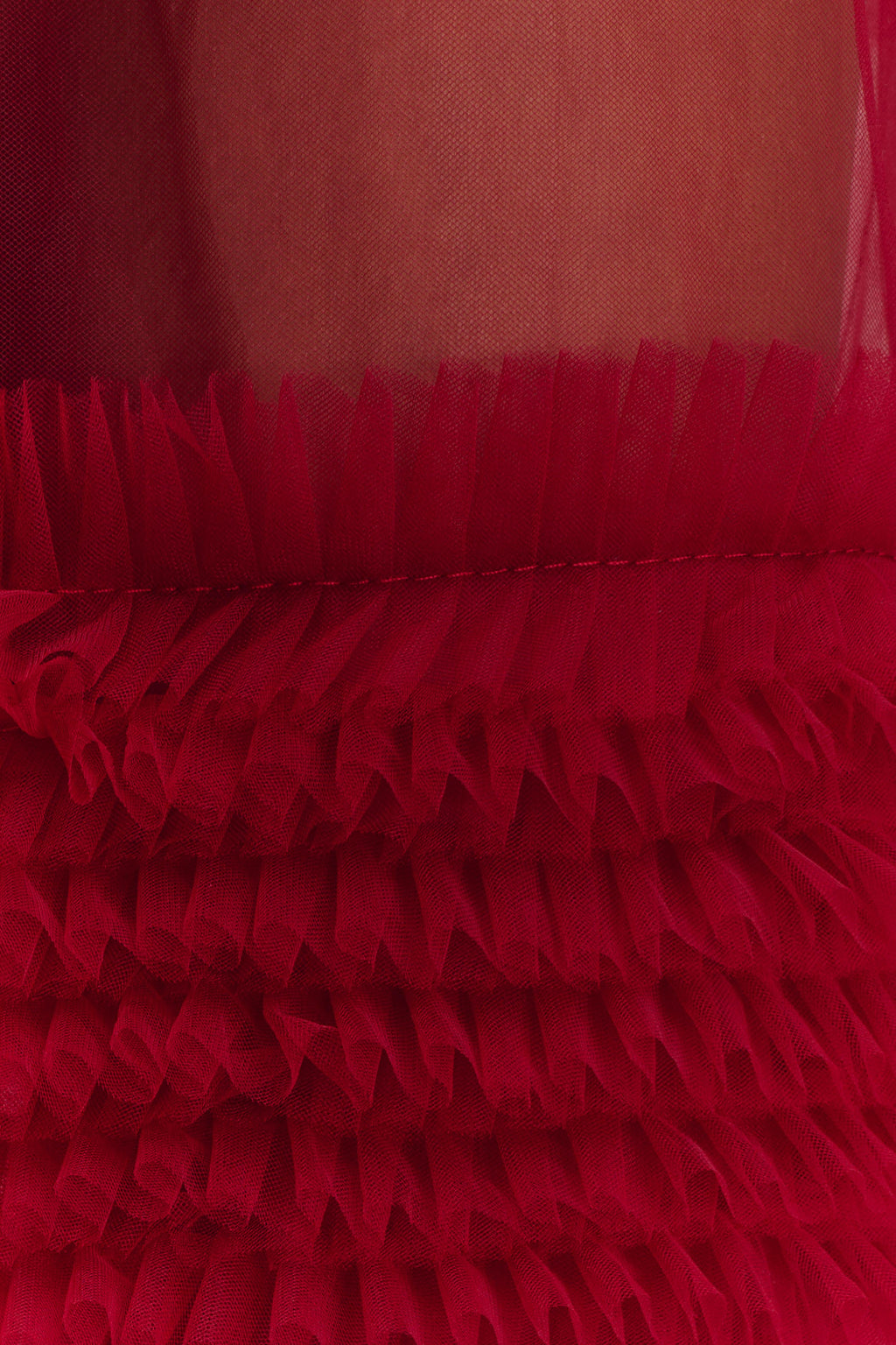 Minka Mesh Ruffle Halter Maxi Dress - Red