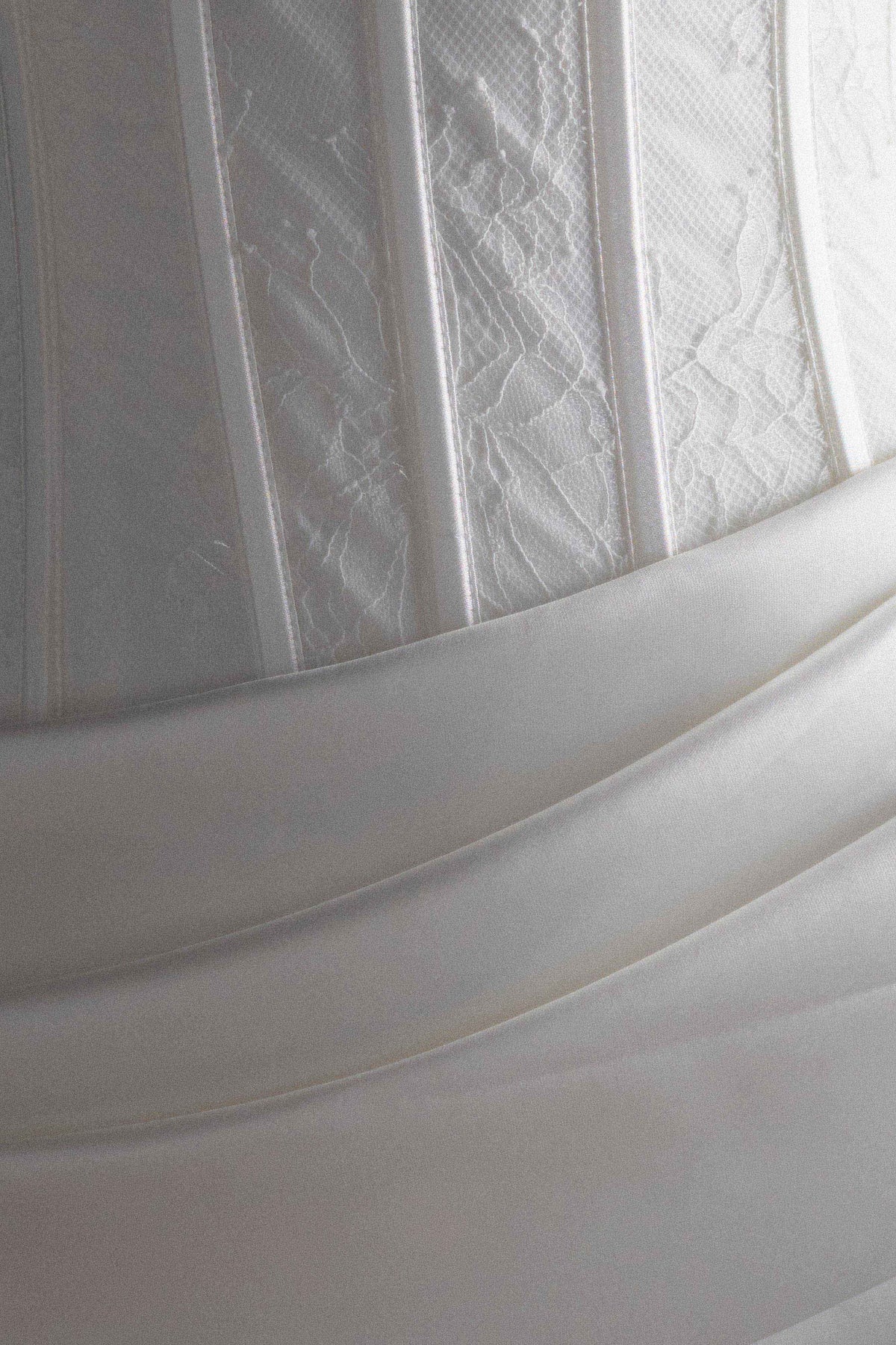 Galia Satin Corset Gown - White