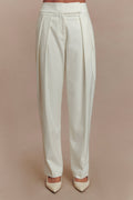 Penelope Pleated High Waisted Pants - Ivory