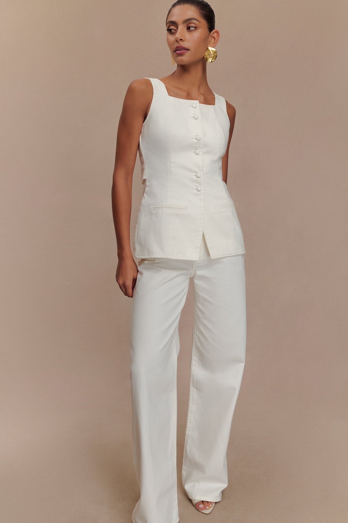 Caitlin Mid Rise Denim Jeans - White