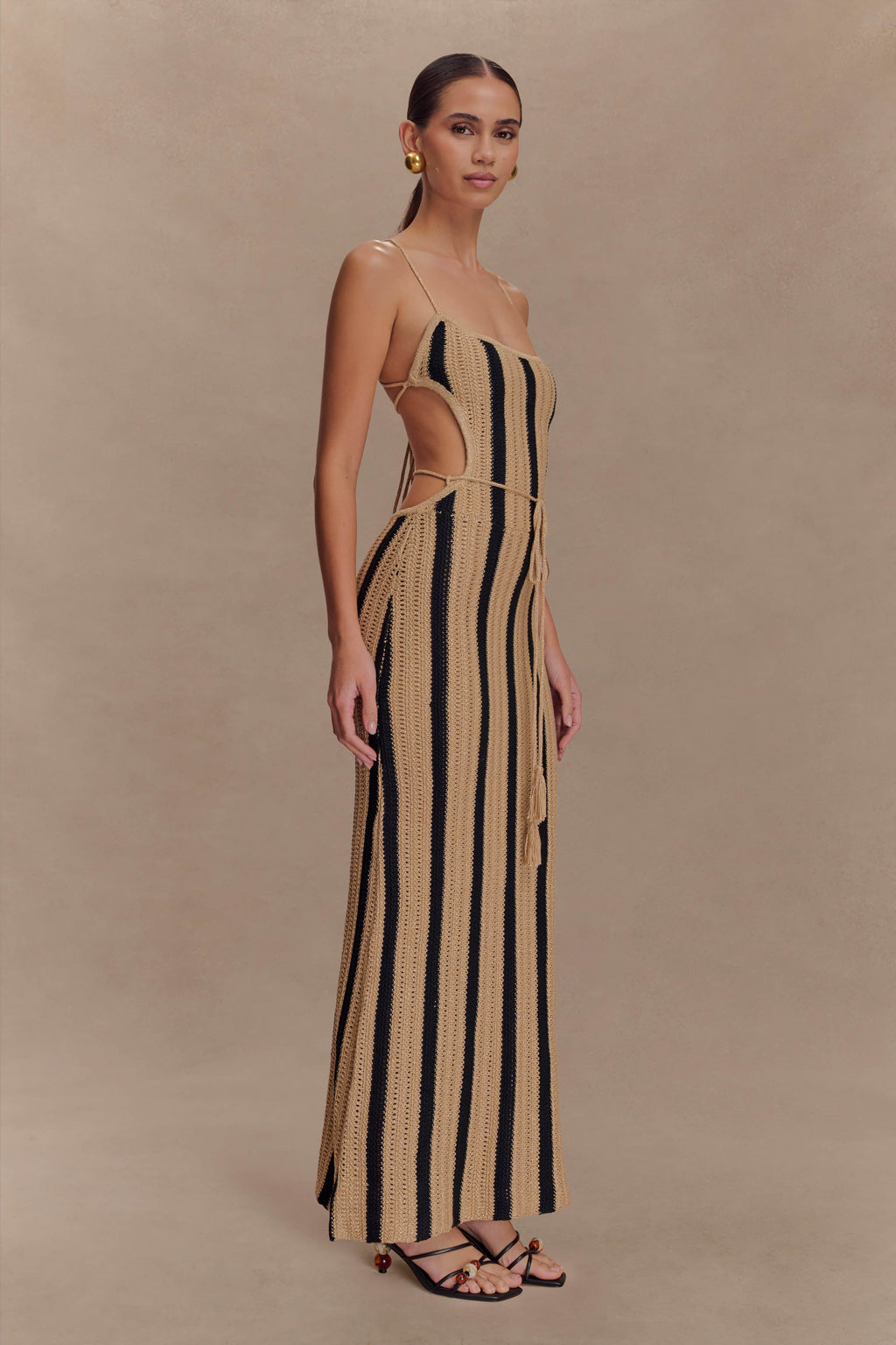 Shepherd Crochet Halter Maxi Dress - Gold/Black