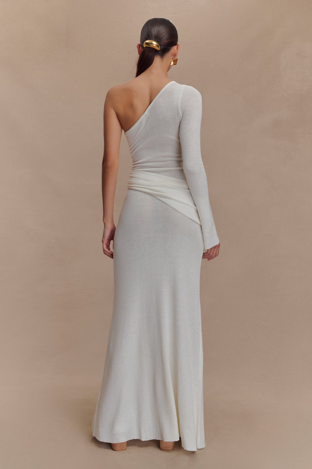 Alexius One Shoulder Knit Maxi Dress - Ivory