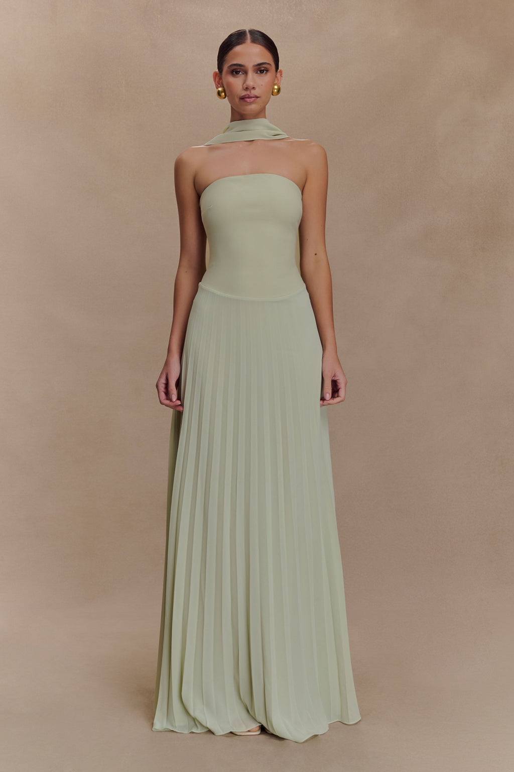 Caira Chiffon Scarf Maxi Dress - Sage