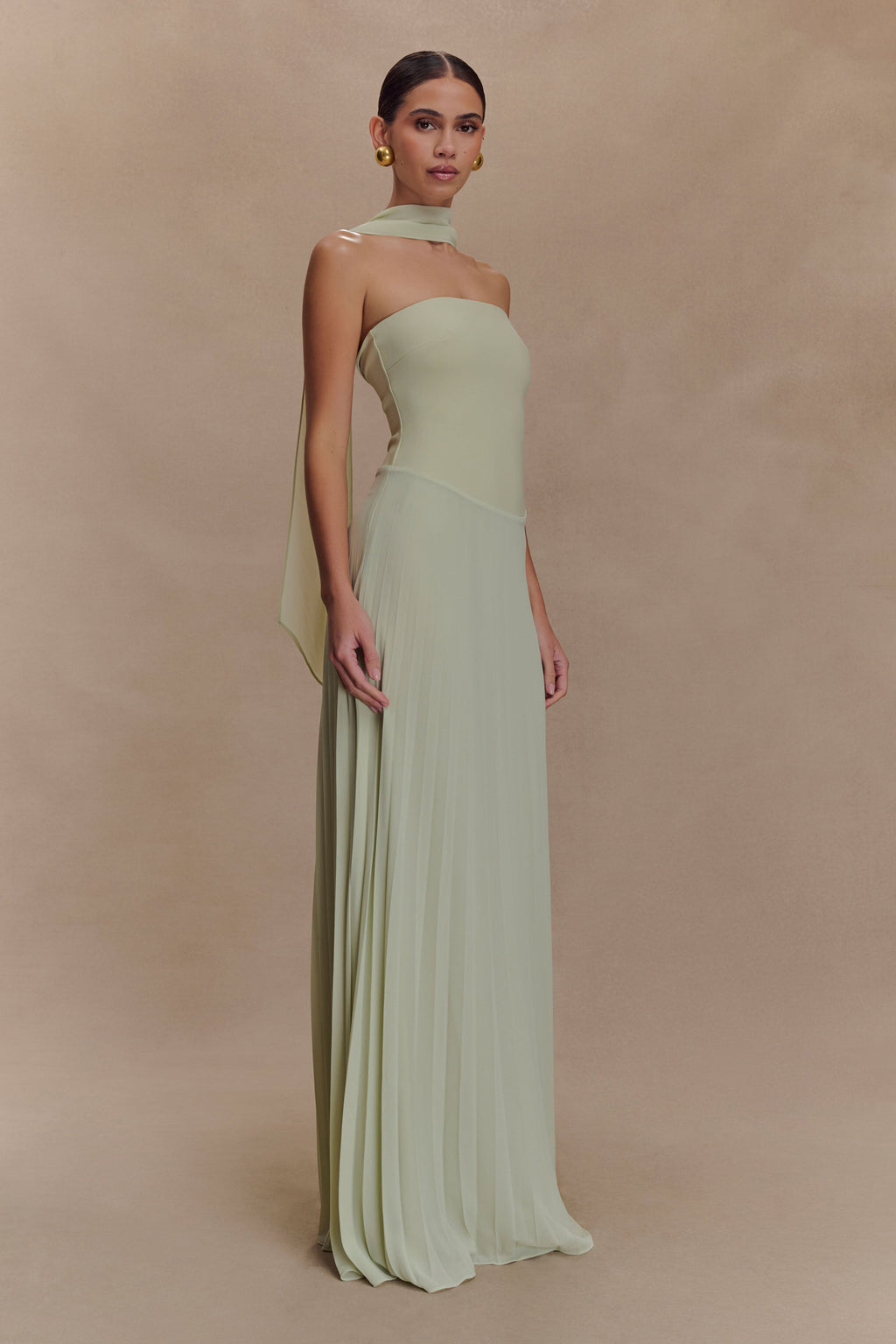 Caira Chiffon Scarf Maxi Dress - Sage