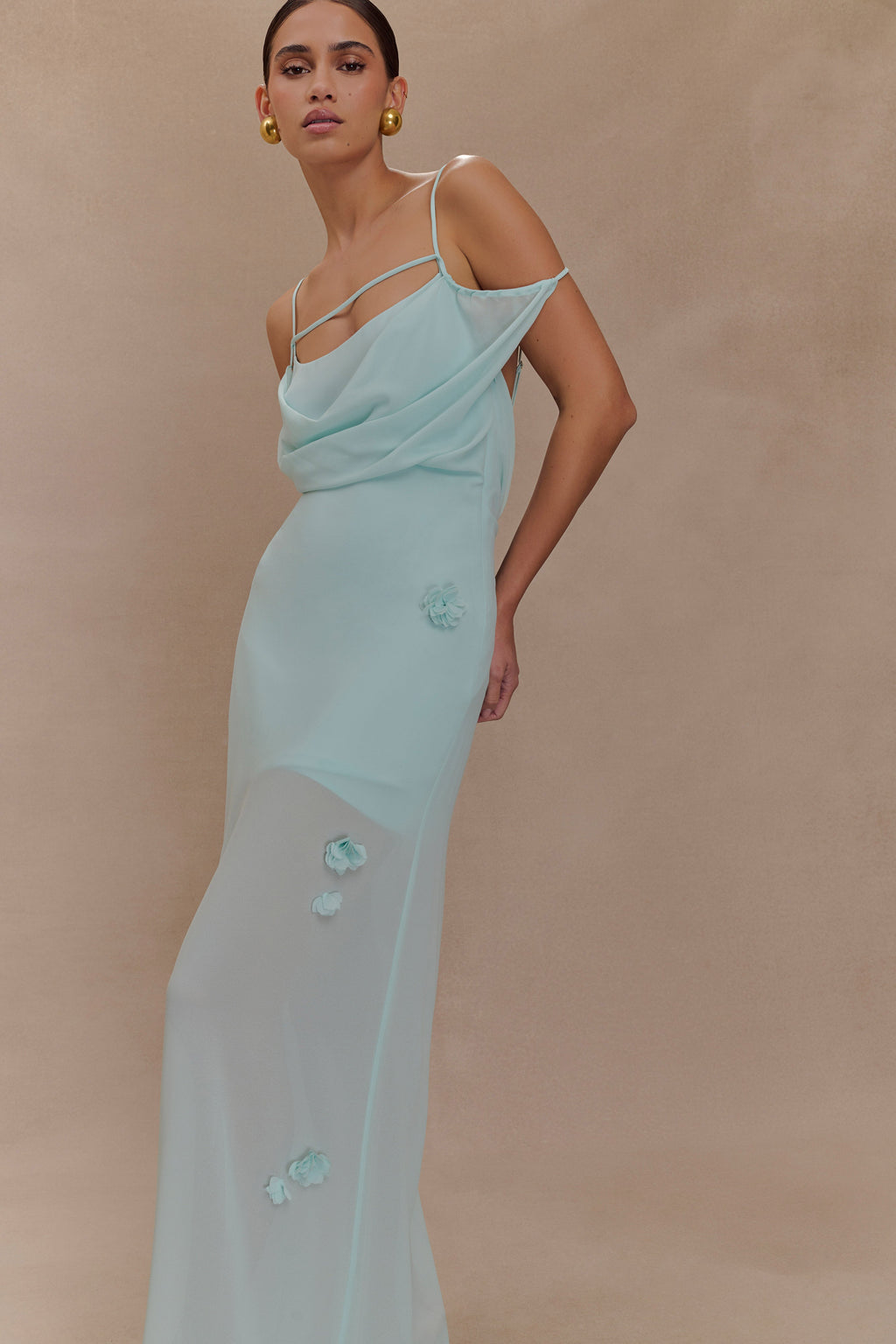 Rosalie Floral Chiffon Maxi Dress - Lagoon