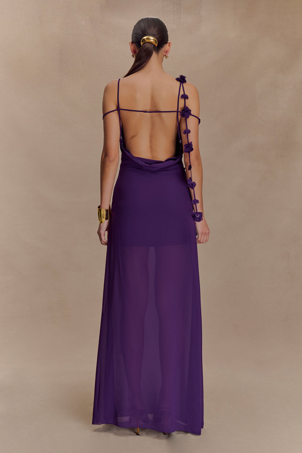 Rosalie Floral Chiffon Maxi Dress - Purple