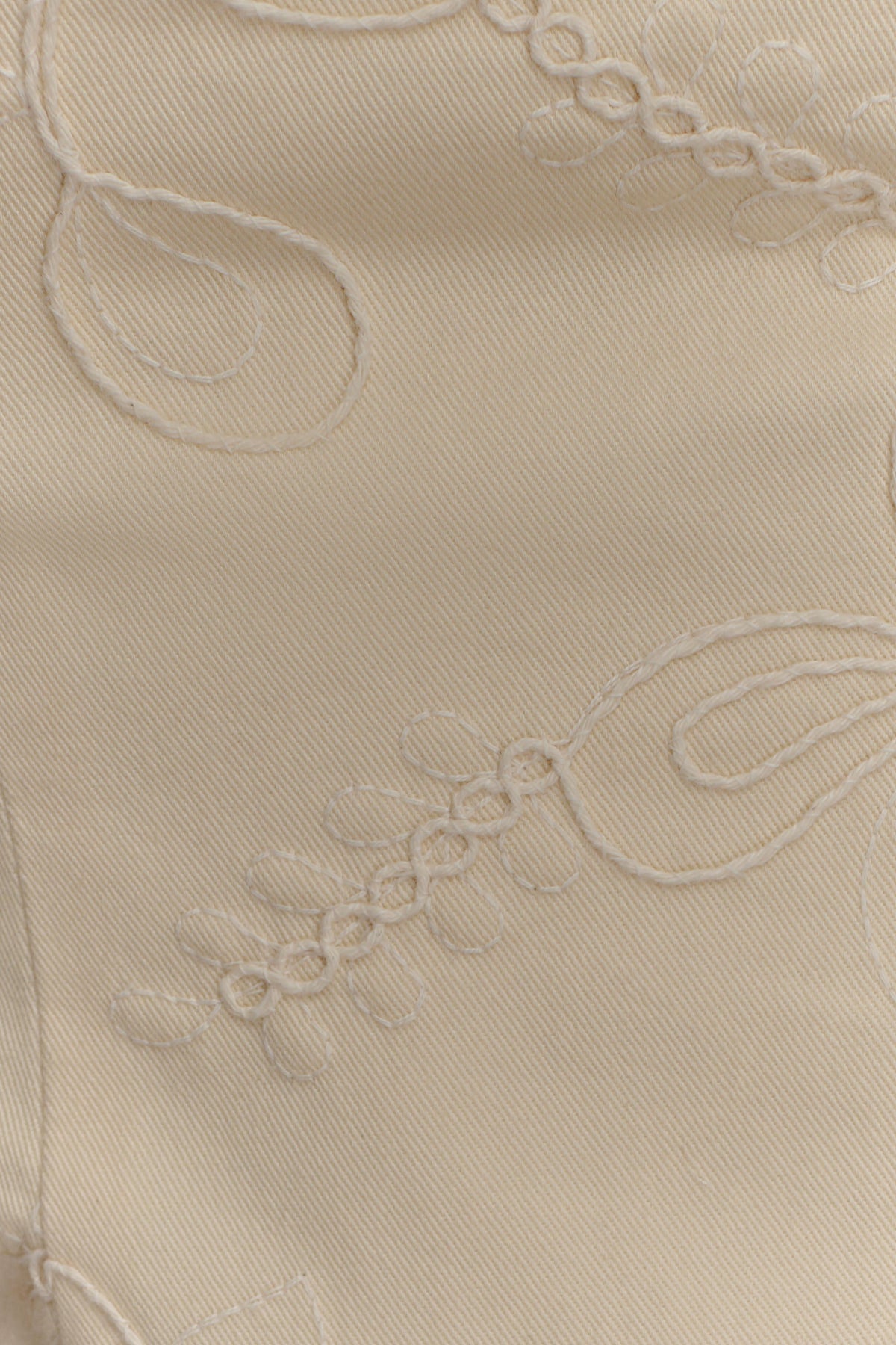 Ebony Embroidered Denim Jeans - Cream