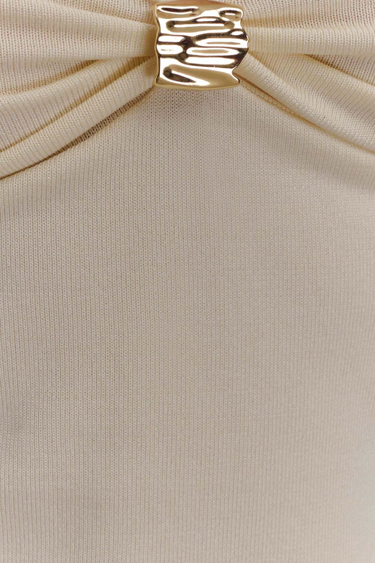 Miraby Front Ruched Knit Long Sleeve Top - Ivory