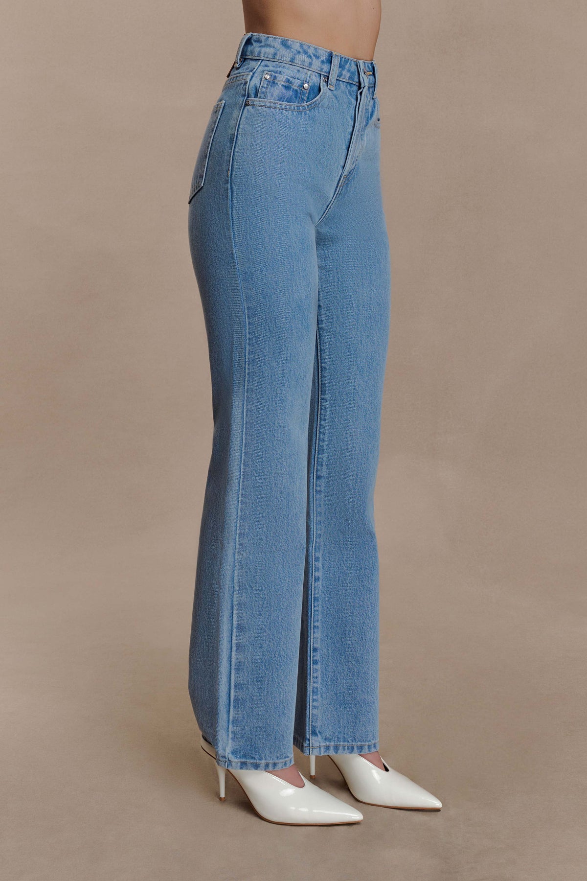 Janine High Waisted Straight Leg Jeans - Classic Blue