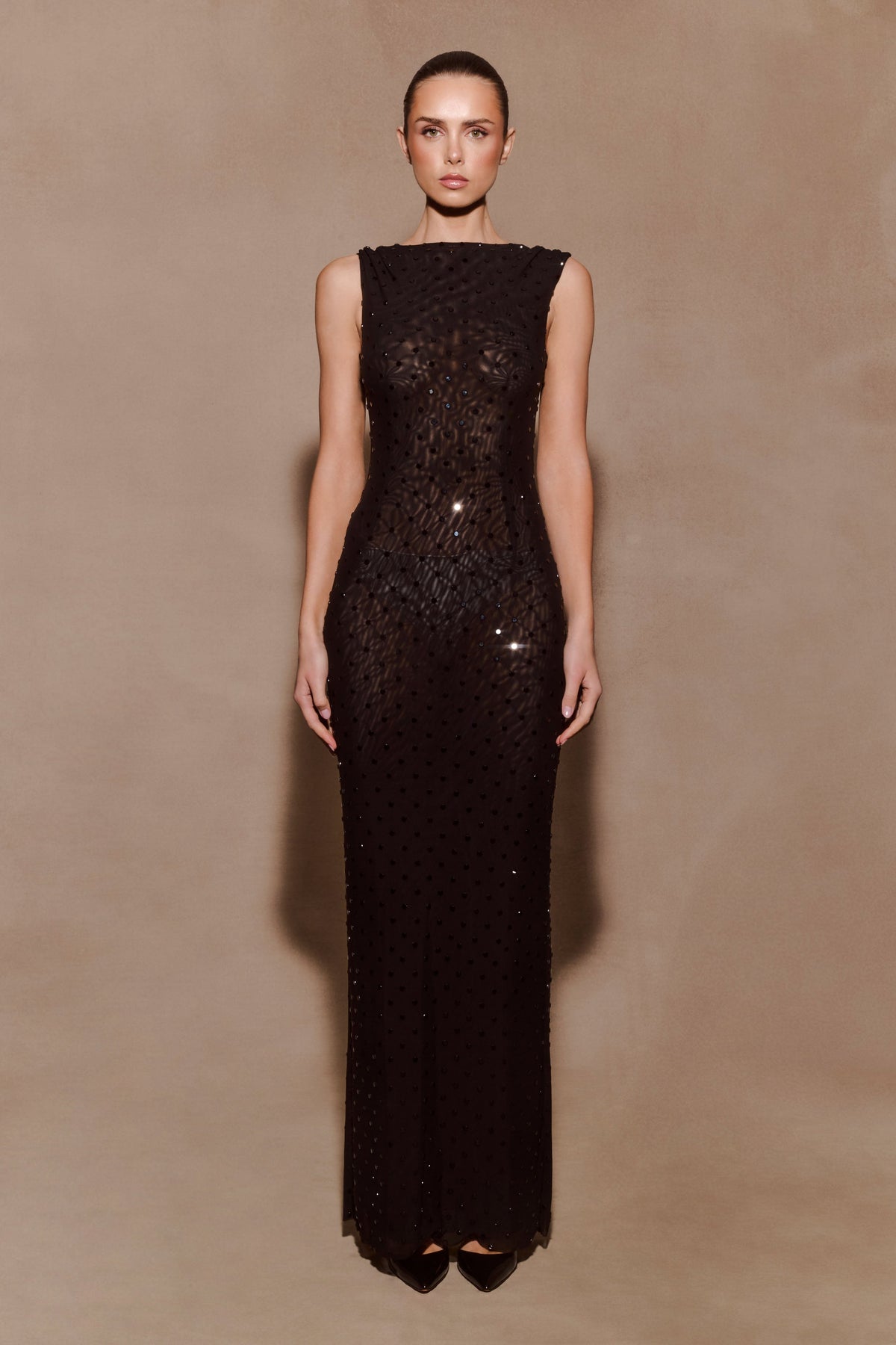 Samara Sleeveless Diamante Maxi Dress - Black