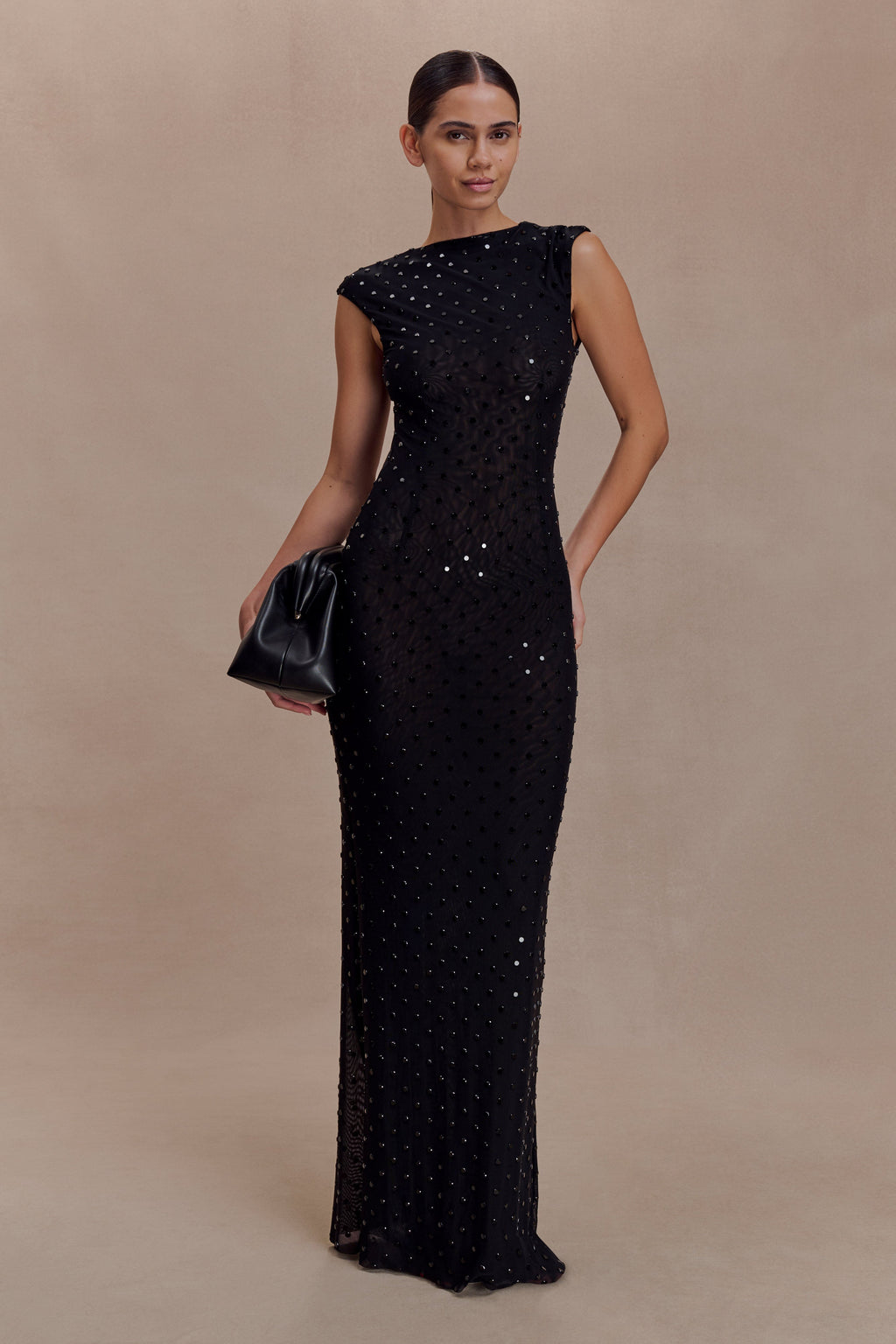 Samara Sleeveless Diamante Maxi Dress - Black
