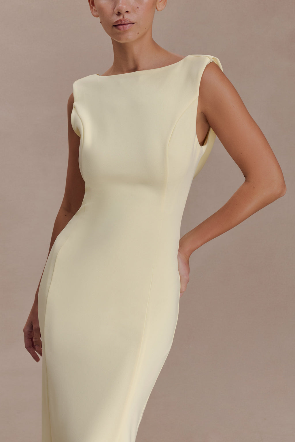 Galilea Crepe Draped Maxi Dress - Lemon