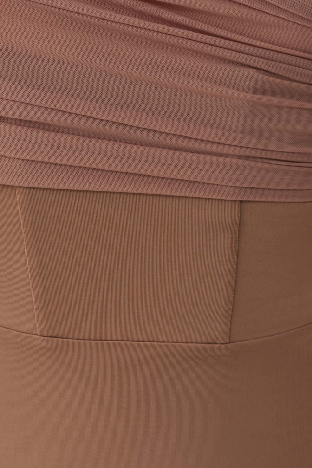 Hanh One Shoulder Mesh Maxi Dress - Tan