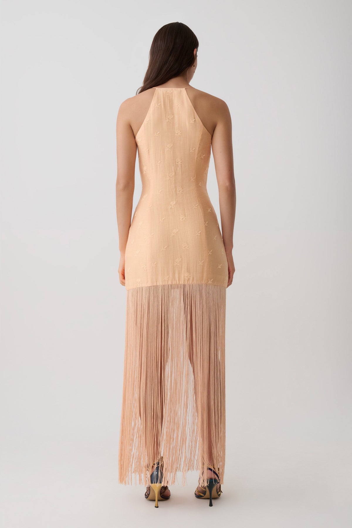 Abigail V Neck Fringe Maxi Dress - Orange