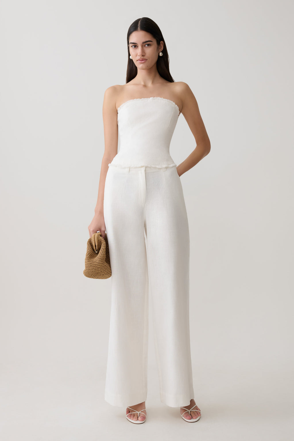 Brielle Straight Leg Pant - White