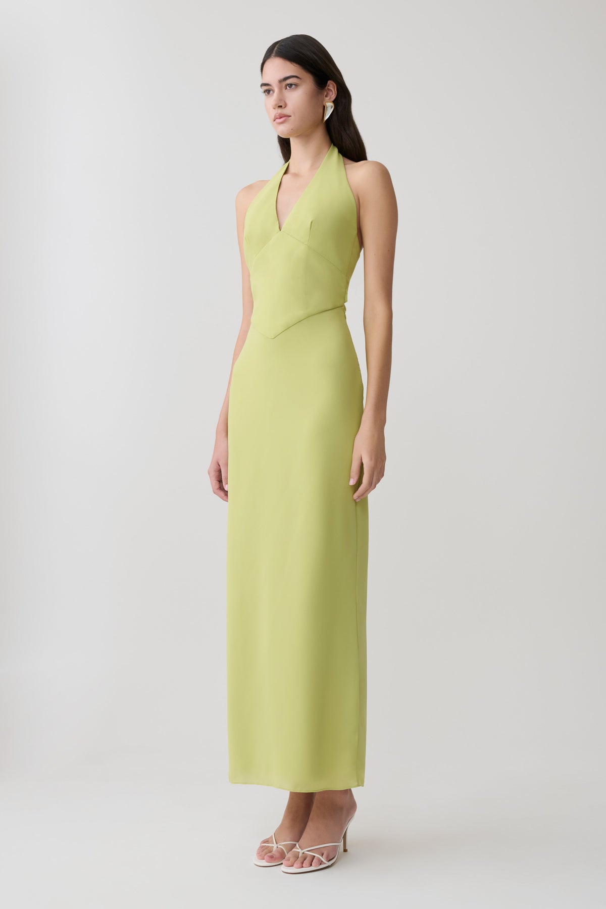 Valentina Chiffon Halter Maxi Dress - Pistachio