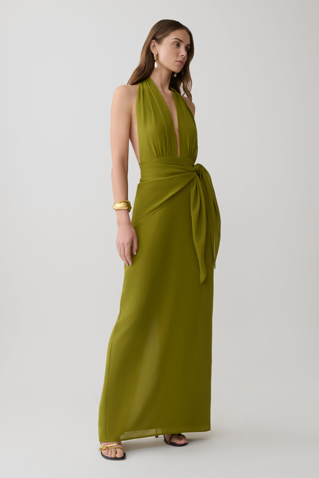 Gianna Halter Maxi Dress - Olive