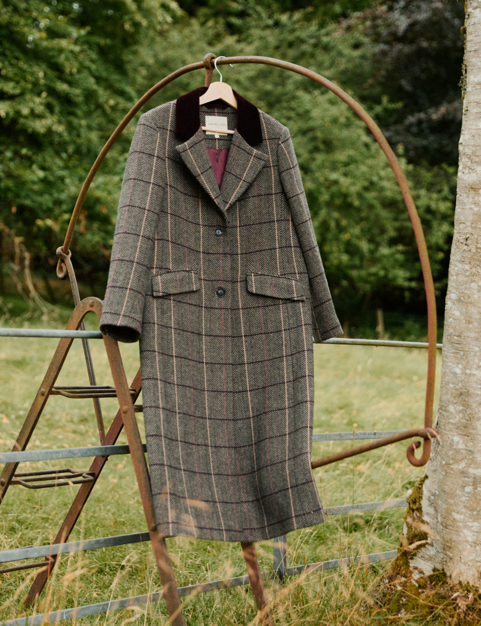 Brown Herringbone Wool-Blend Coat