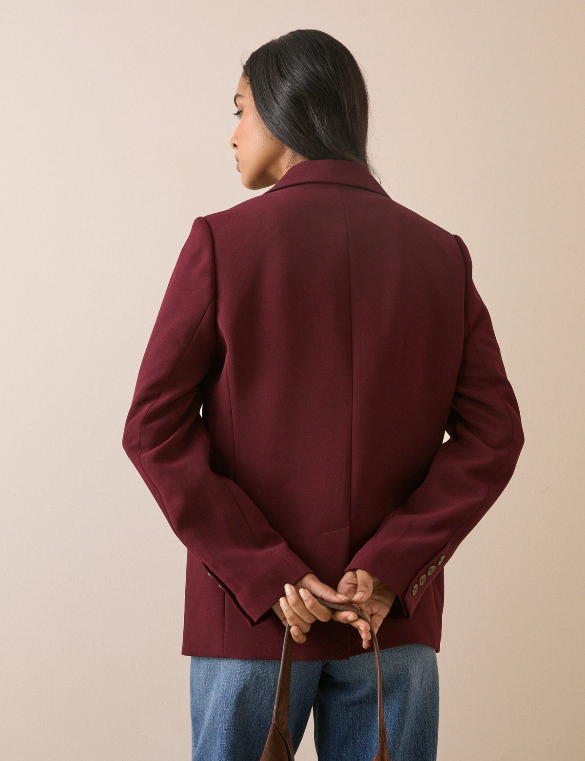 Burgundy Double Breasted Alicia Blazer