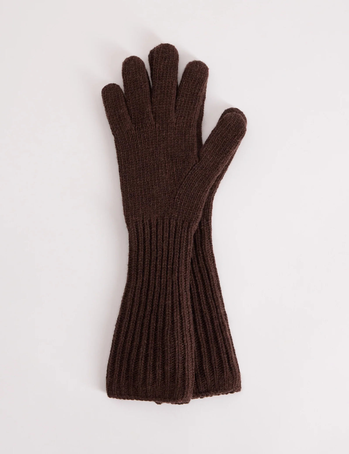 Brown Longline Wool-Blend Glove