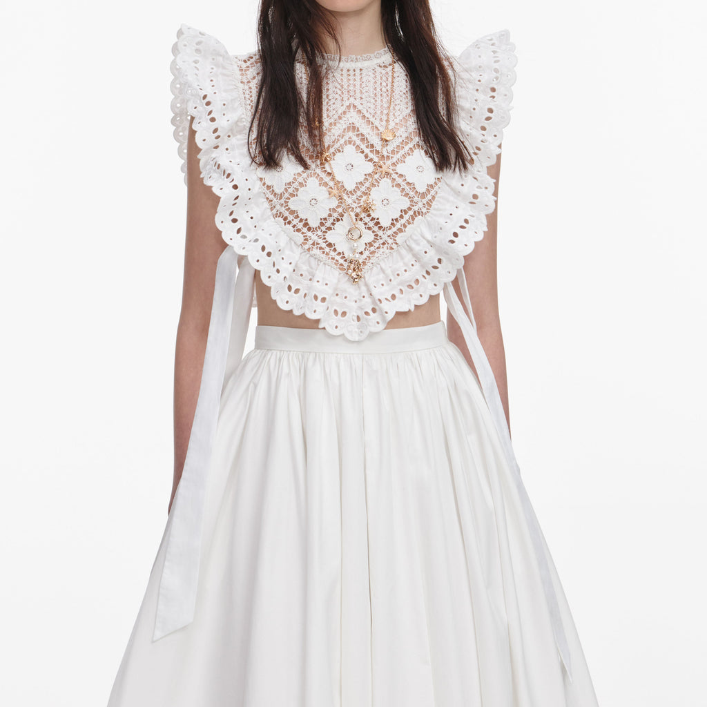 White Crochet Lace Crop Top