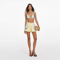 Yellow Floral Linen Shorts