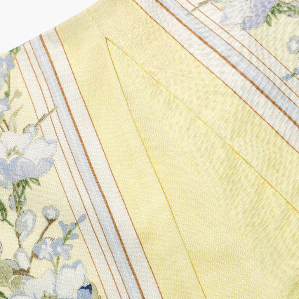 Yellow Floral Linen Shorts