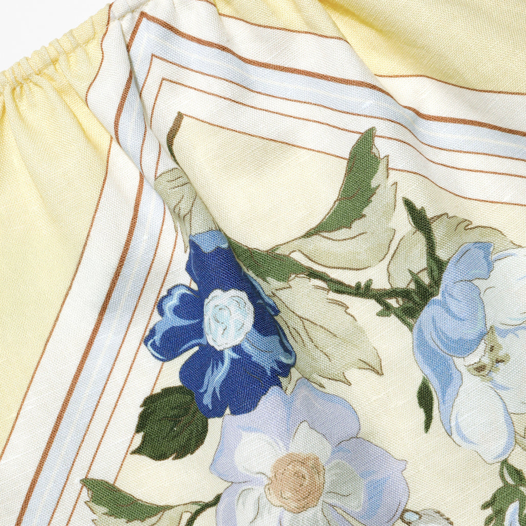 Yellow Floral Linen Top