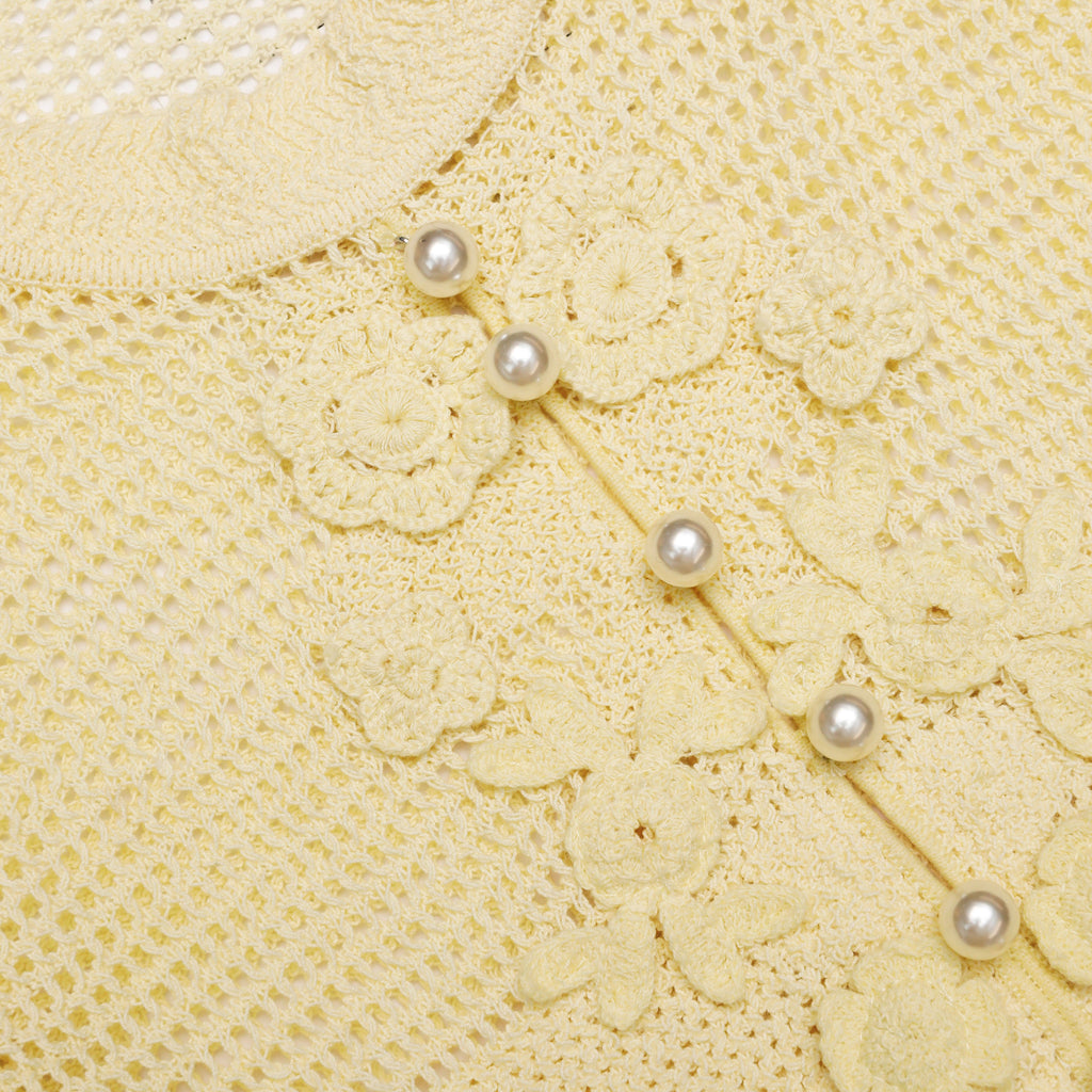 Yellow Floral Crochet Mini Dress
