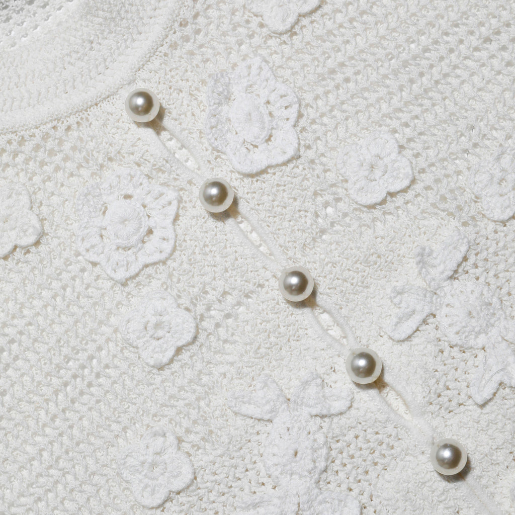 White Floral Crochet Top