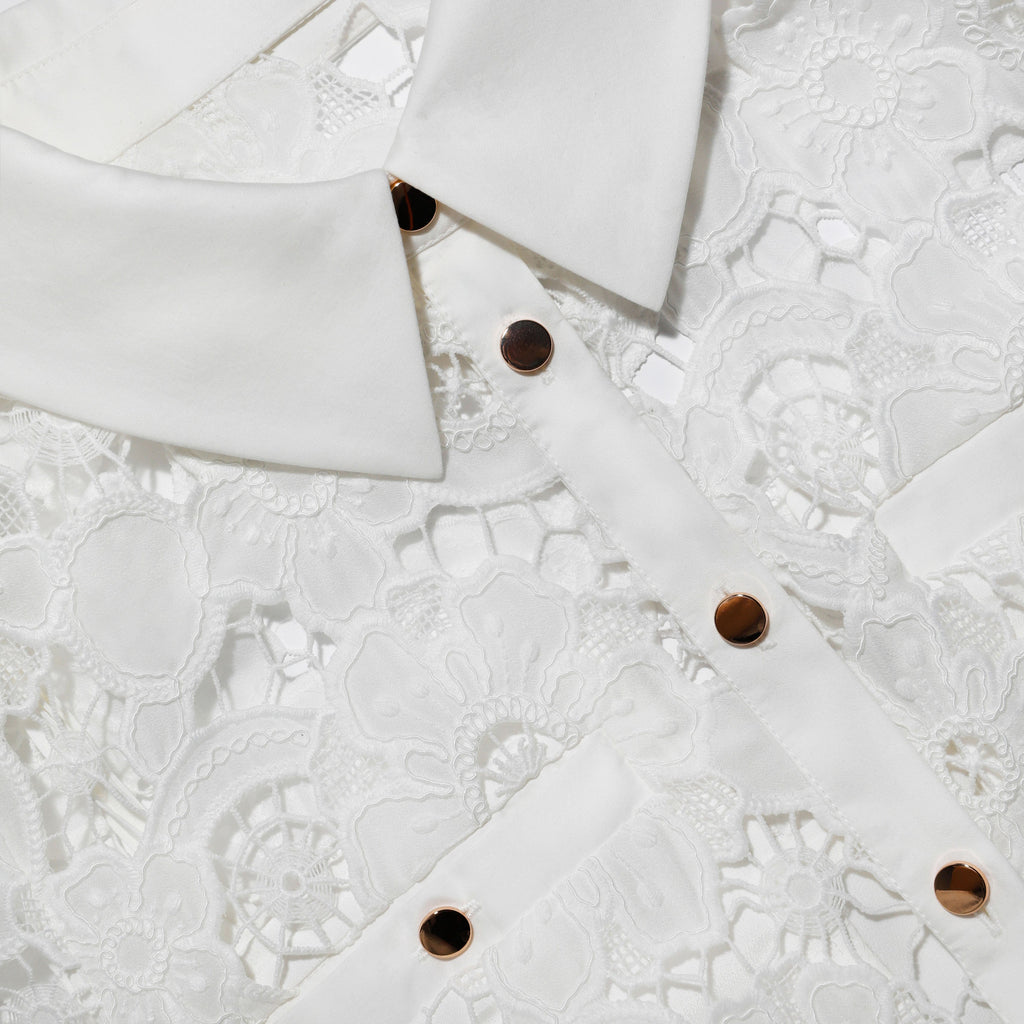 White Lace Collared Maxi Dress