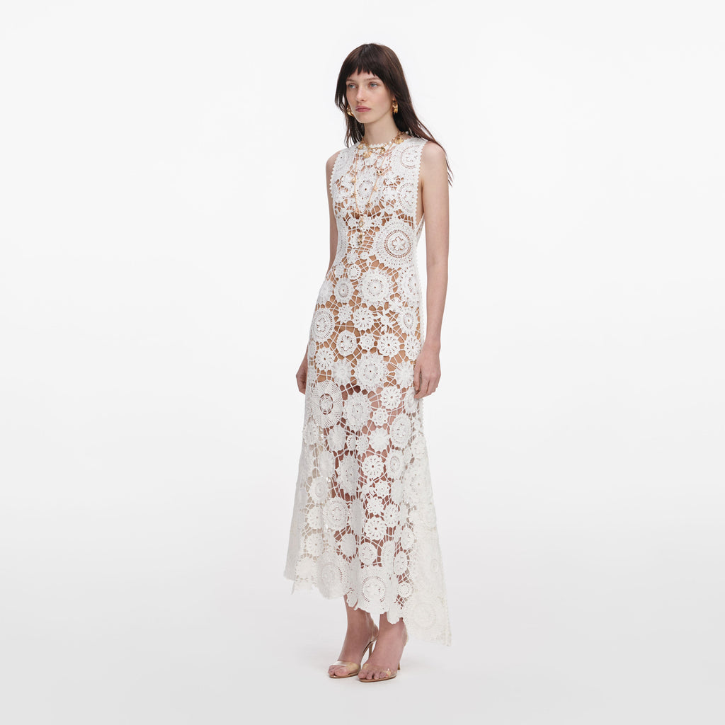 White Crochet Maxi Dress
