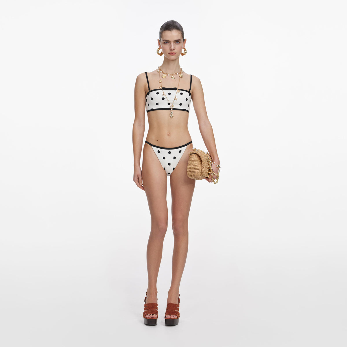 White Polka Dot Bikini Bottoms