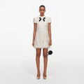 Cream Sequin Embellished Mini Dress