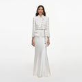 White Boucle Satin Maxi Dress