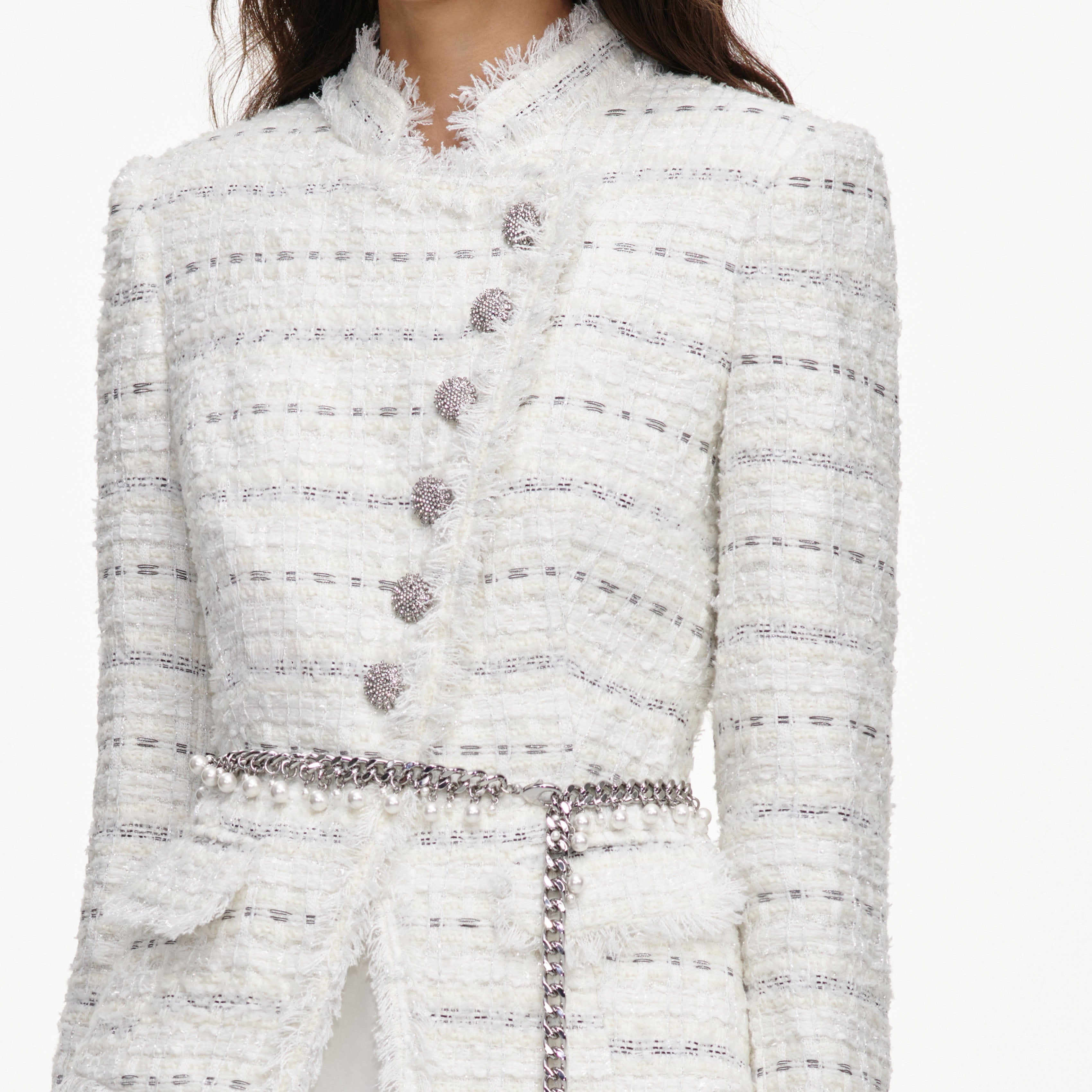 White Boucle Satin Maxi Dress
