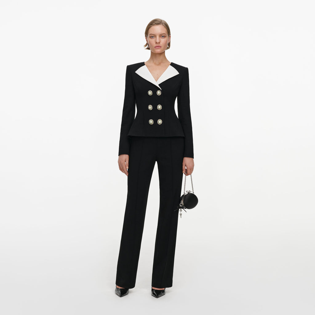 Black Tailored Wool Crepe Jumpsuit