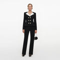 Black Tailored Wool Crepe Jumpsuit