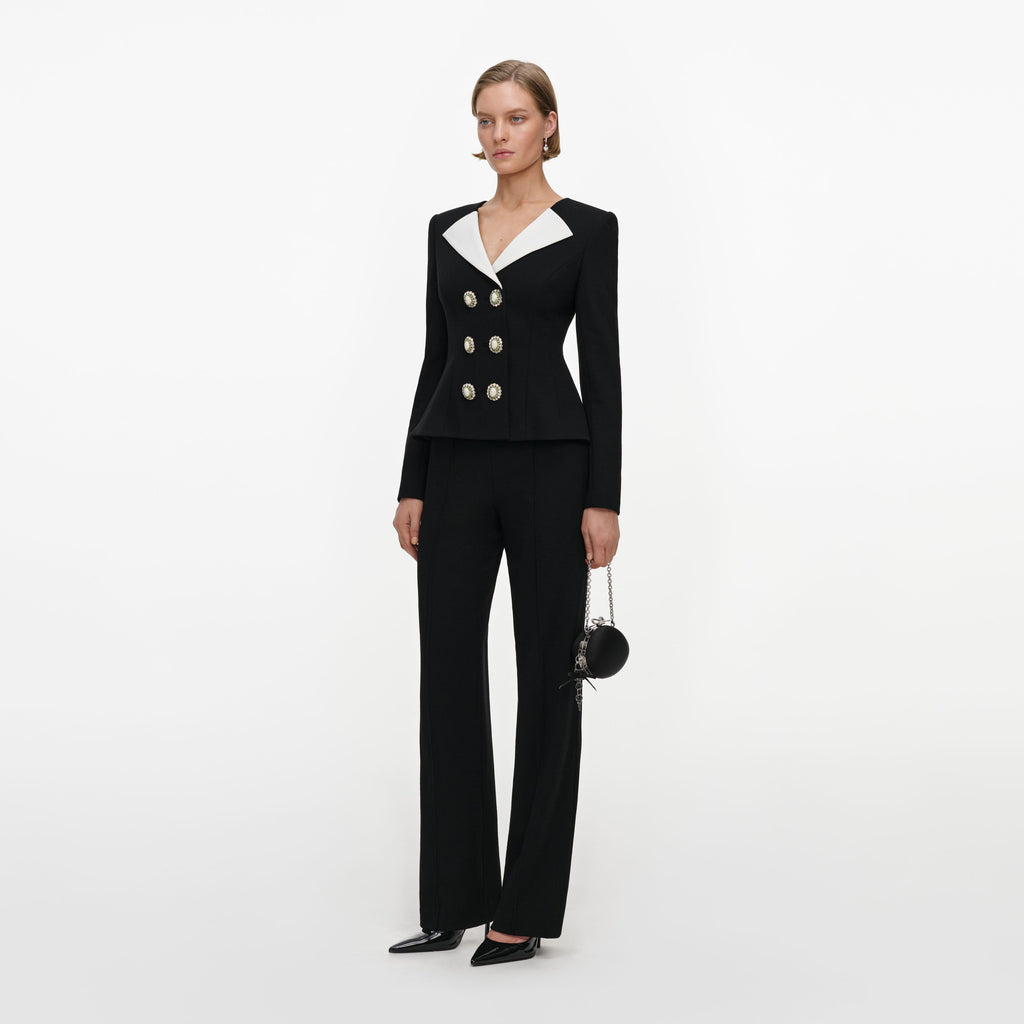 Black Tailored Wool Crepe Jumpsuit