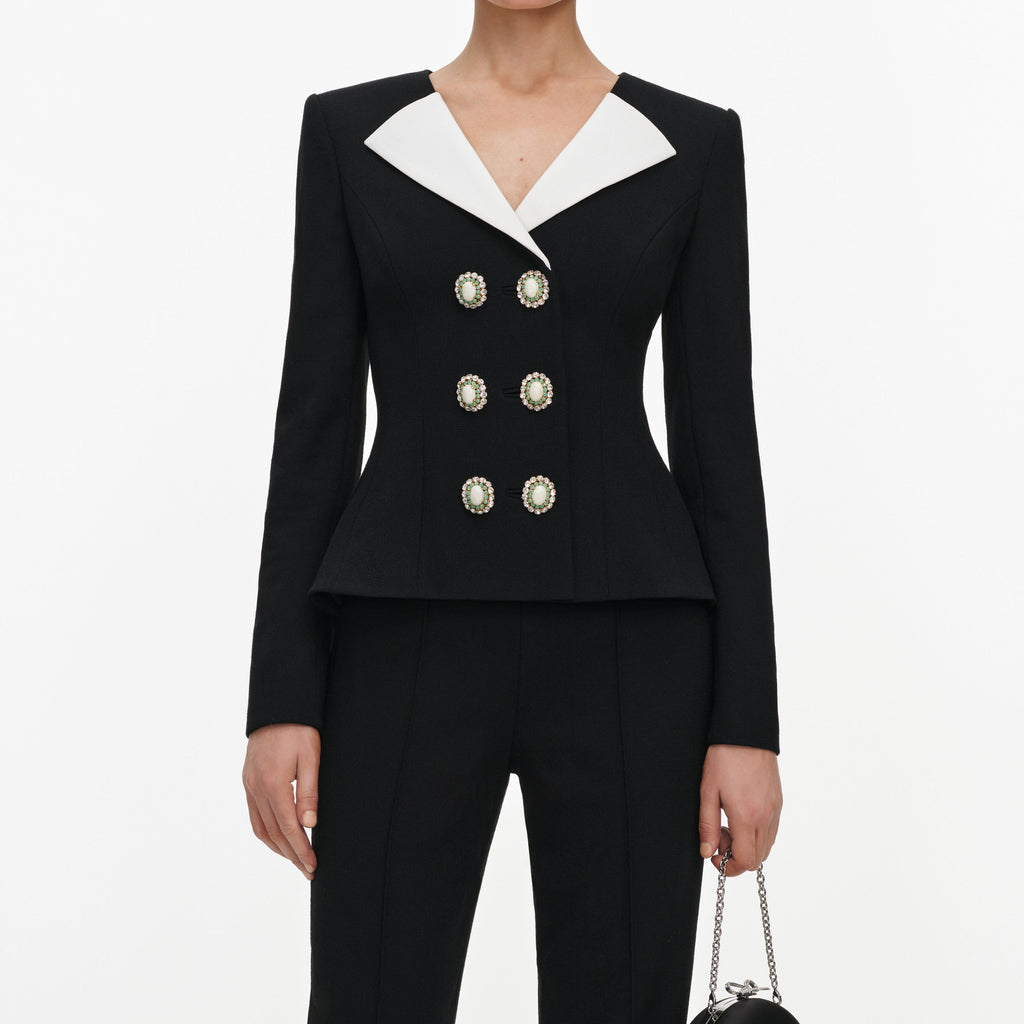 Black Tailored Wool Crepe Jumpsuit